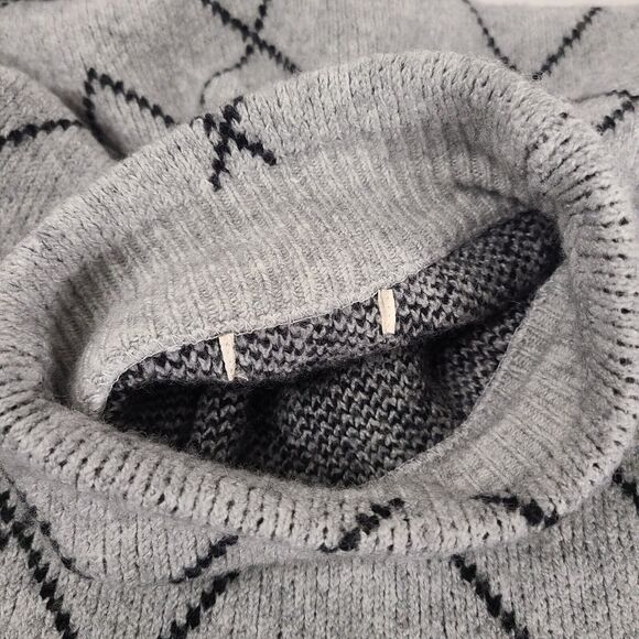 Christian Siriano XL Sweater Mock Neck Wool Blend Diamond Check Pattern Gray EUC - Picture 6 of 9